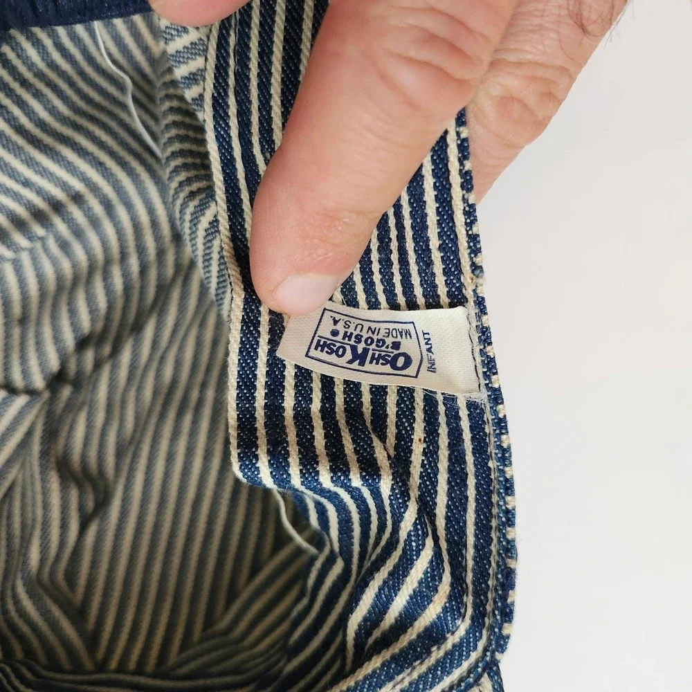 Vintage OshKosh B'Gosh Hickory Stripe Infant Train Conductor Hat Cotton
